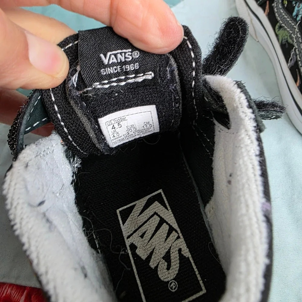 Vans Sk8-Hi Reissue V Dinosaur Black Sneakers 4.5 Toddler Skater Shoes